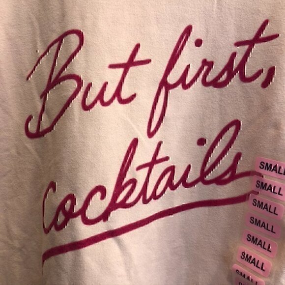 NEW NWT WILDFOX Statement Sweatshirt Solid Pink Cocktails Alcohol Crewneck Small - Picture 8 of 12